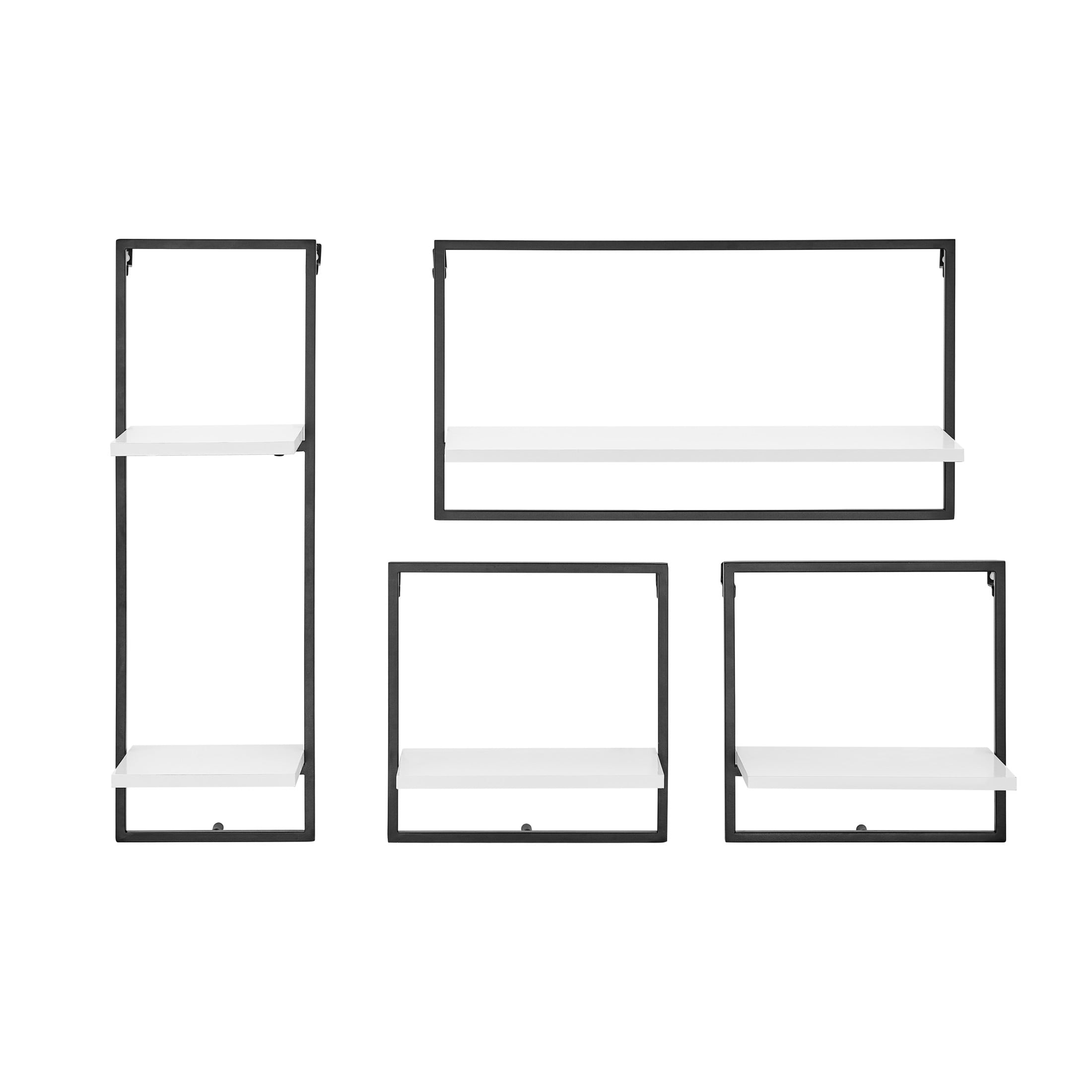 Danya B. Framed Wall Art 4-Piece Modern Shelf Set - Black Metal Frame ... in