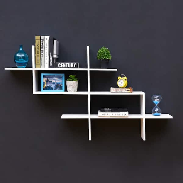 Danya B Hanover White Mdf Wood Elongated Decorative Wall Shelf ... within Elevate Your Decor with the Danya B. White Wall Shelves