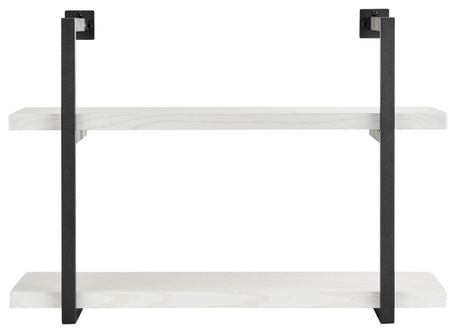 Danya B. Modern 2-Tier Hanging Wall Shelves, Metal And White Birch ... throughout