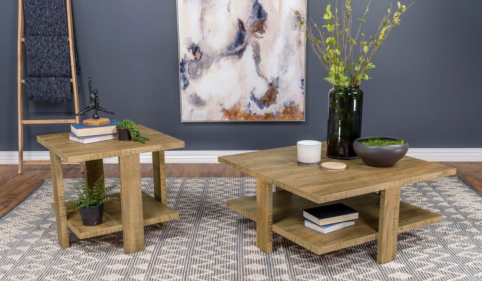 Dawn Square Engineered Wood Occasional Table Set In Shelf Mango By ... throughout The Dawn Square Series 24" Glass Shelf Unveiled Understanding Its Design