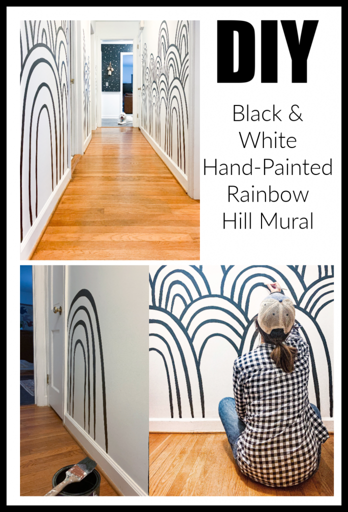 Diy Hand-Painted Black And White Rainbow Hills Mural | Rainbow Mural ... with Discover the Charm of Hand-Painted Walls 14 Creative Transformations