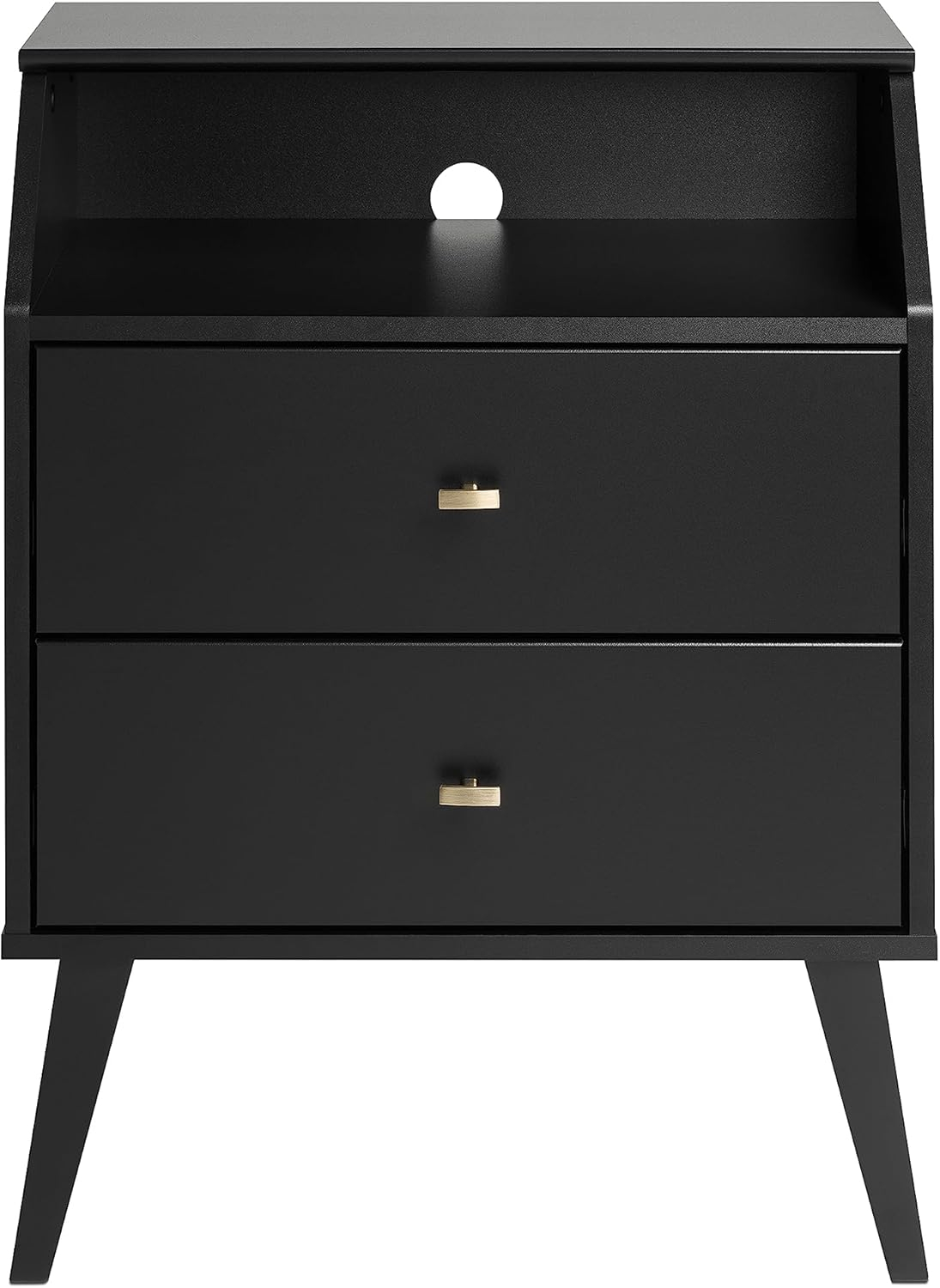 Drifted Gray 2-Drawer Mid-Century Modern Nightstand inside