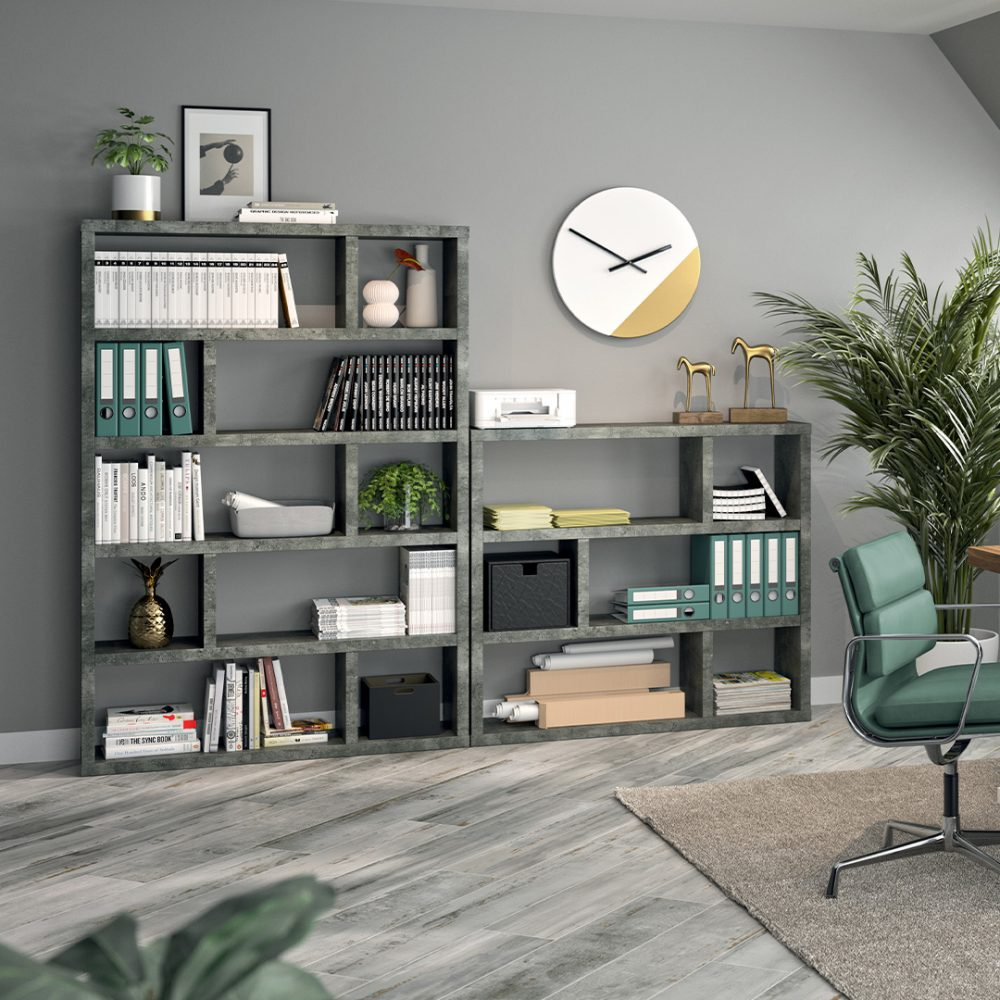 Dublin Low Shelving Unit Concrete Look Melamine Finish | Style Our Home within Discover the Elegance of the Dublin High Shelving Unit in Pure White