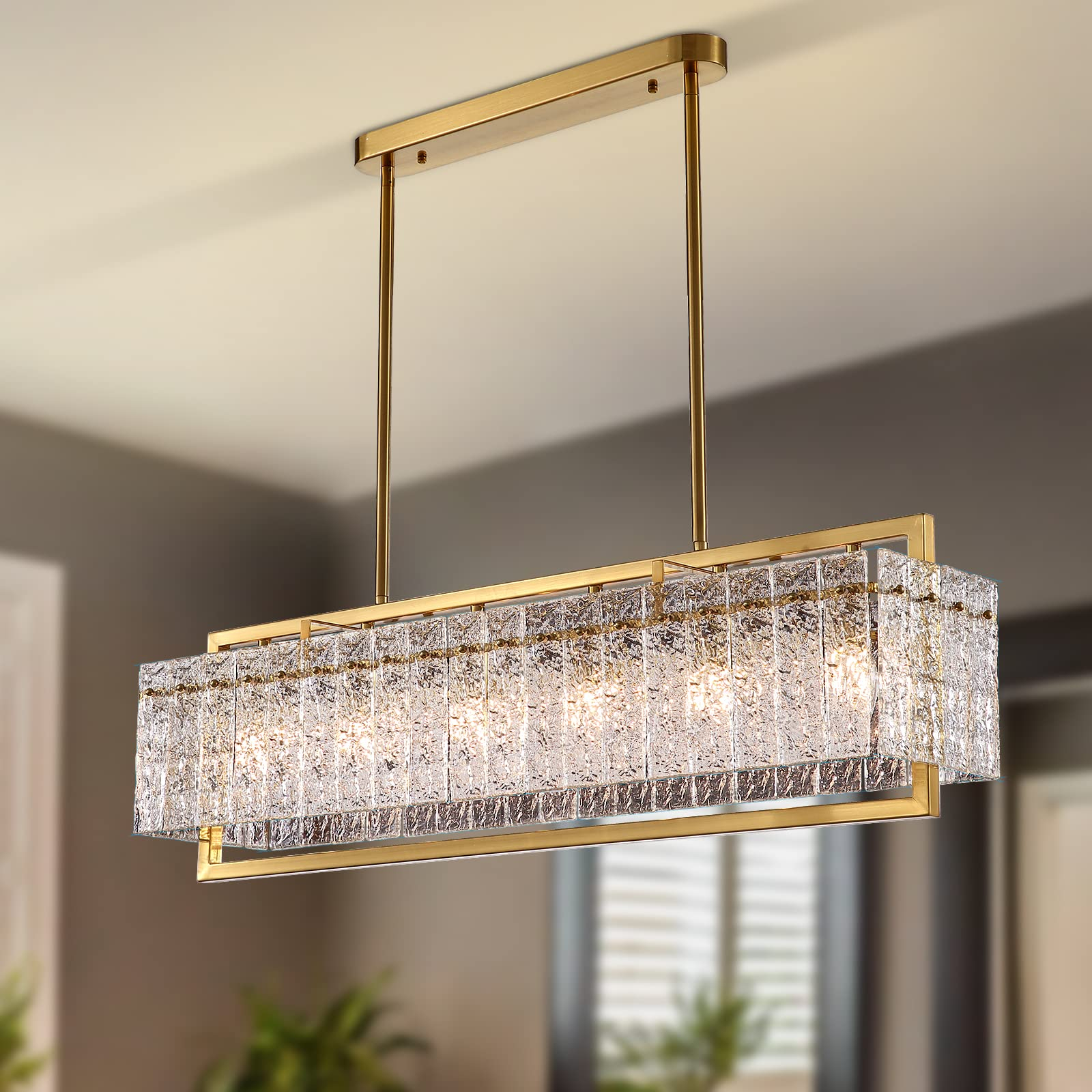 っておりま Moooni Rectangular Crystal Chandelier Modern Rectangle Flush ... for