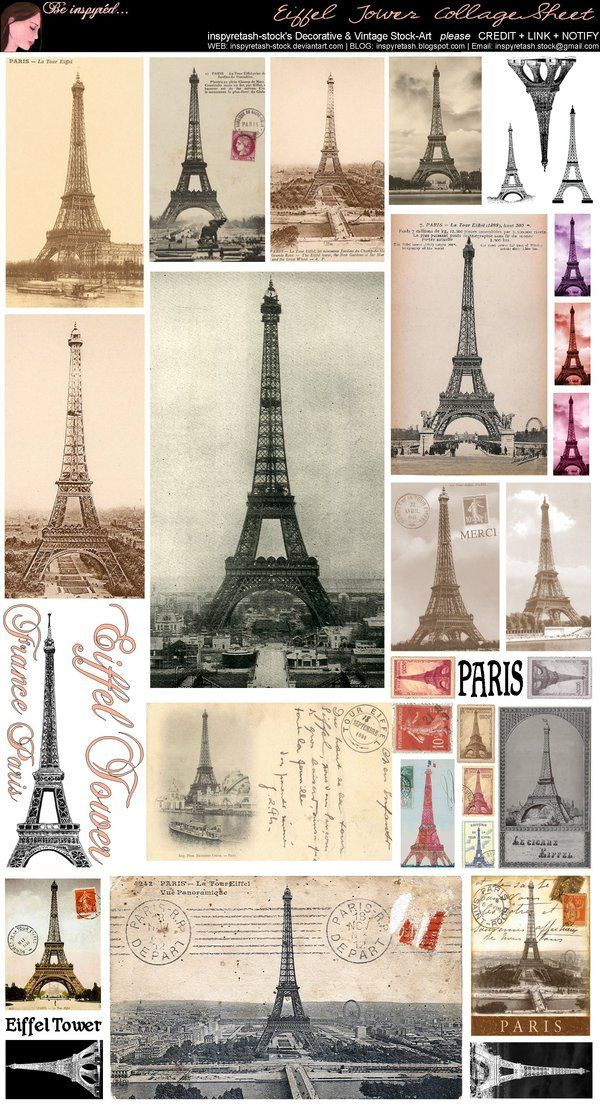 Eiffel Tower Collage Sheet | Eiffel Tower, Paris Printables, Eiffel pertaining to