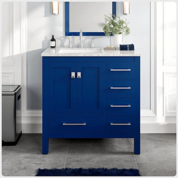 Eviva Aberdeen 36 In. W X 22 In. D Single Sink Blue Bath Vanity With ... within