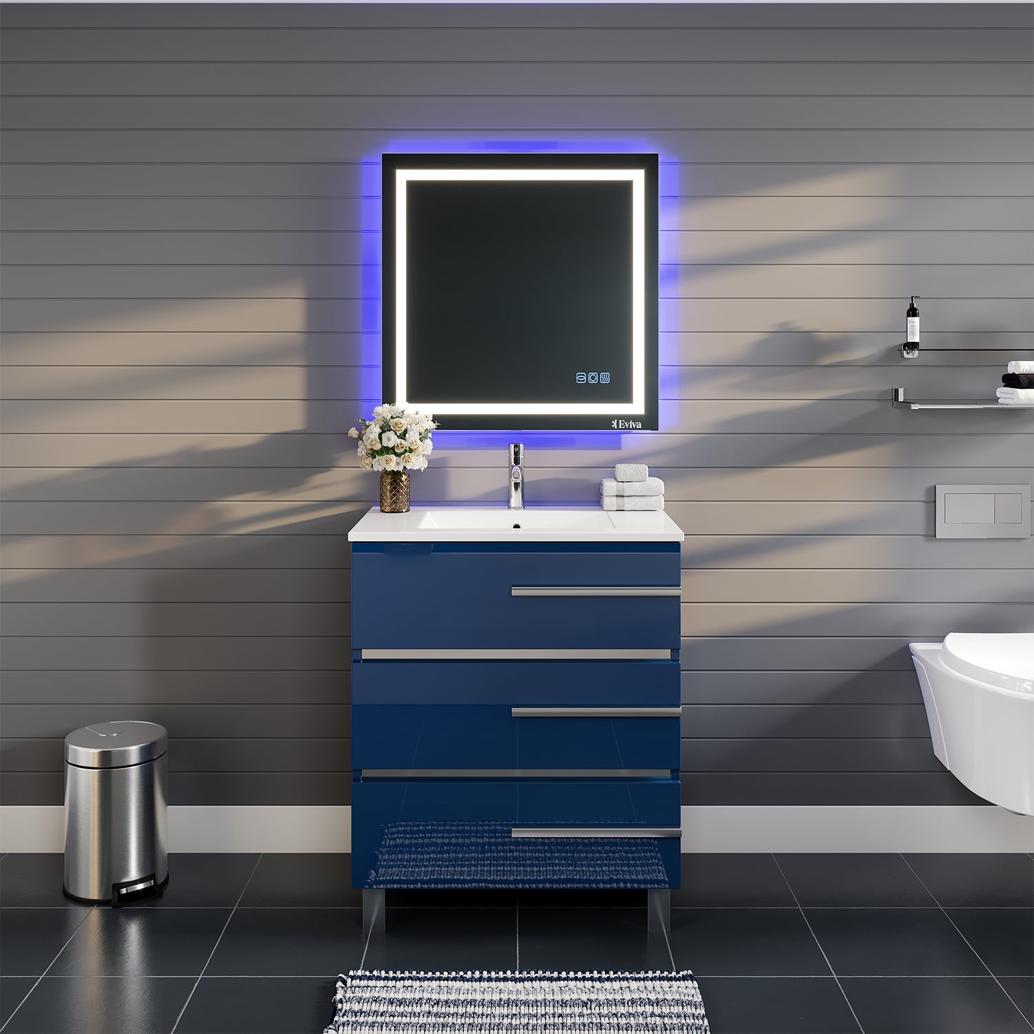 Eviva Olivia 24 Inch Marino Blue Free Standing Bathroom Vanity ... with regard to