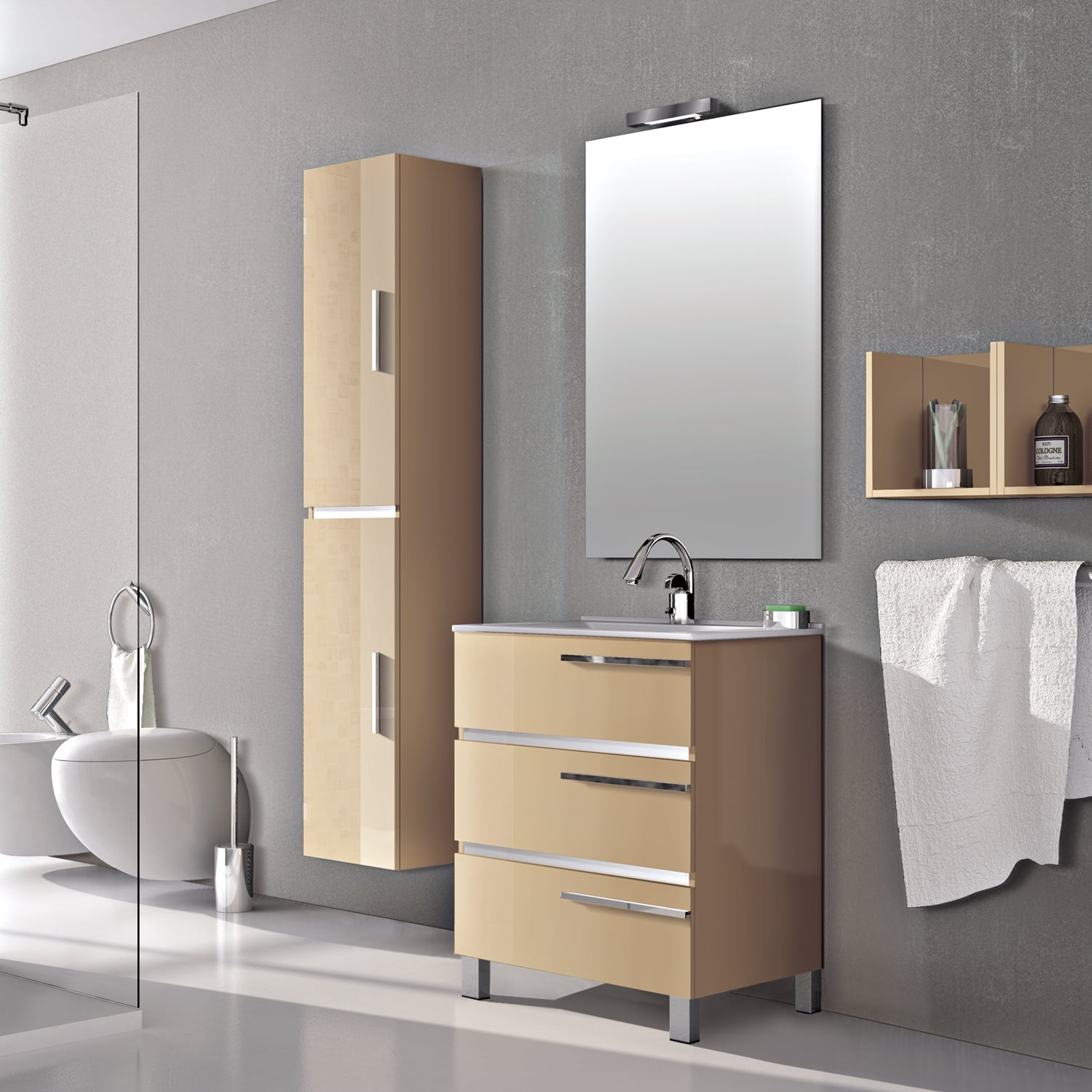 Eviva Olivia 32" Beige Free Standing Bathroom Vanity With White ... in A Closer Look at the Eviva Olivia 14"Wx12"D Linen Cabinet Features