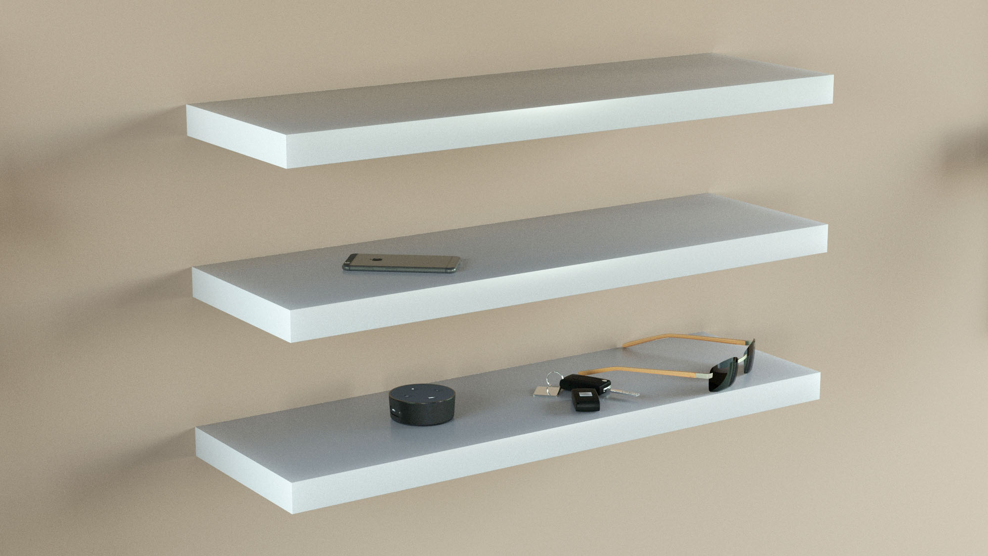 Floating Shelves Matte White 600X250X38Mm Triple Deal! – The Shelving Shop inside Explore Creative Lighting Solutions with a 48" White Floating Shelf