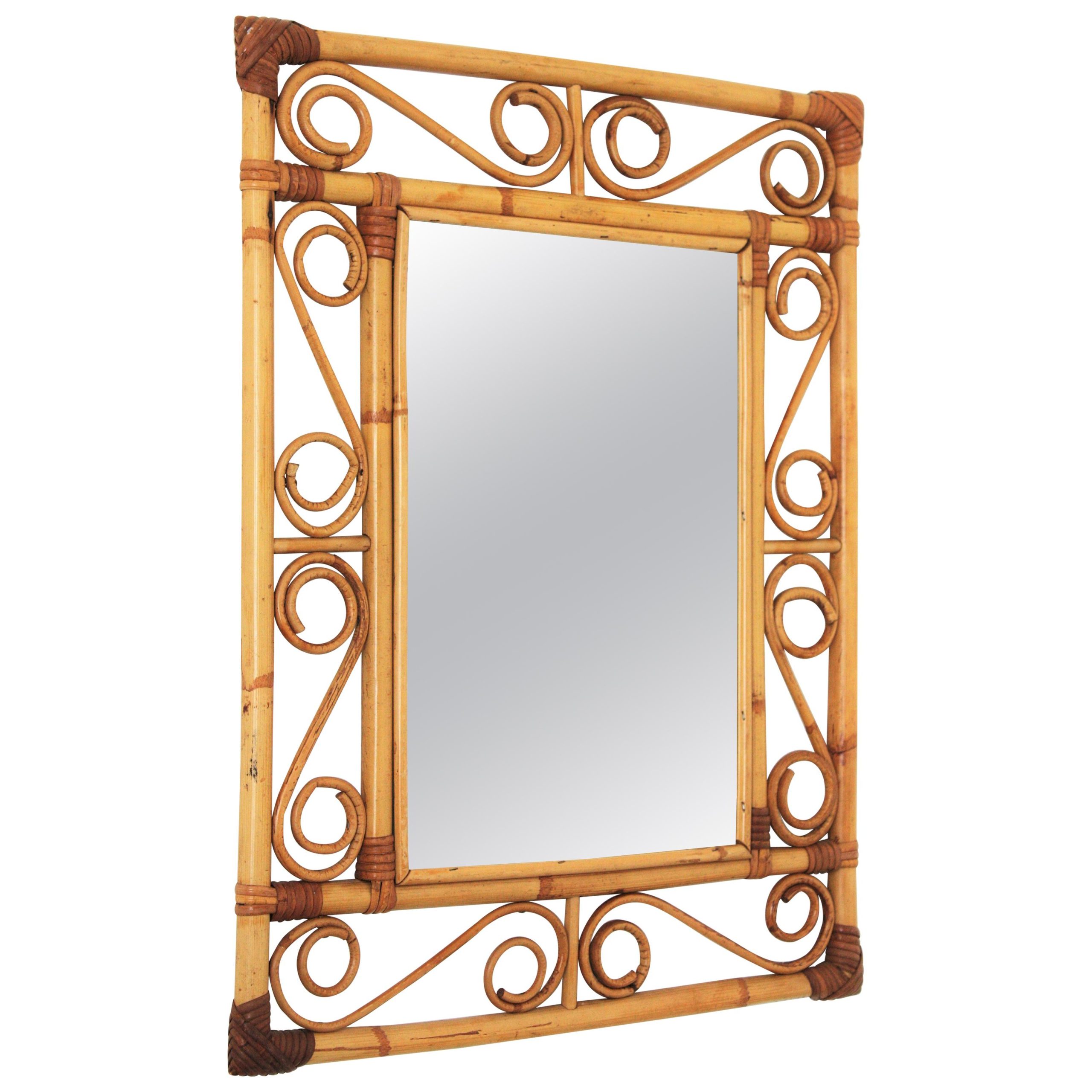 Franco Albini Style Rattan Mirror At 1Stdibs with