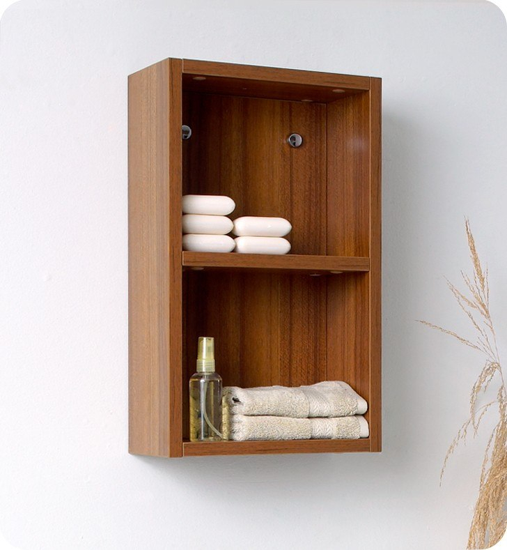 Fresca Fst8092Tk Teak Bathroom Linen Side Cabinet W/ 2 Open Storage ... within
