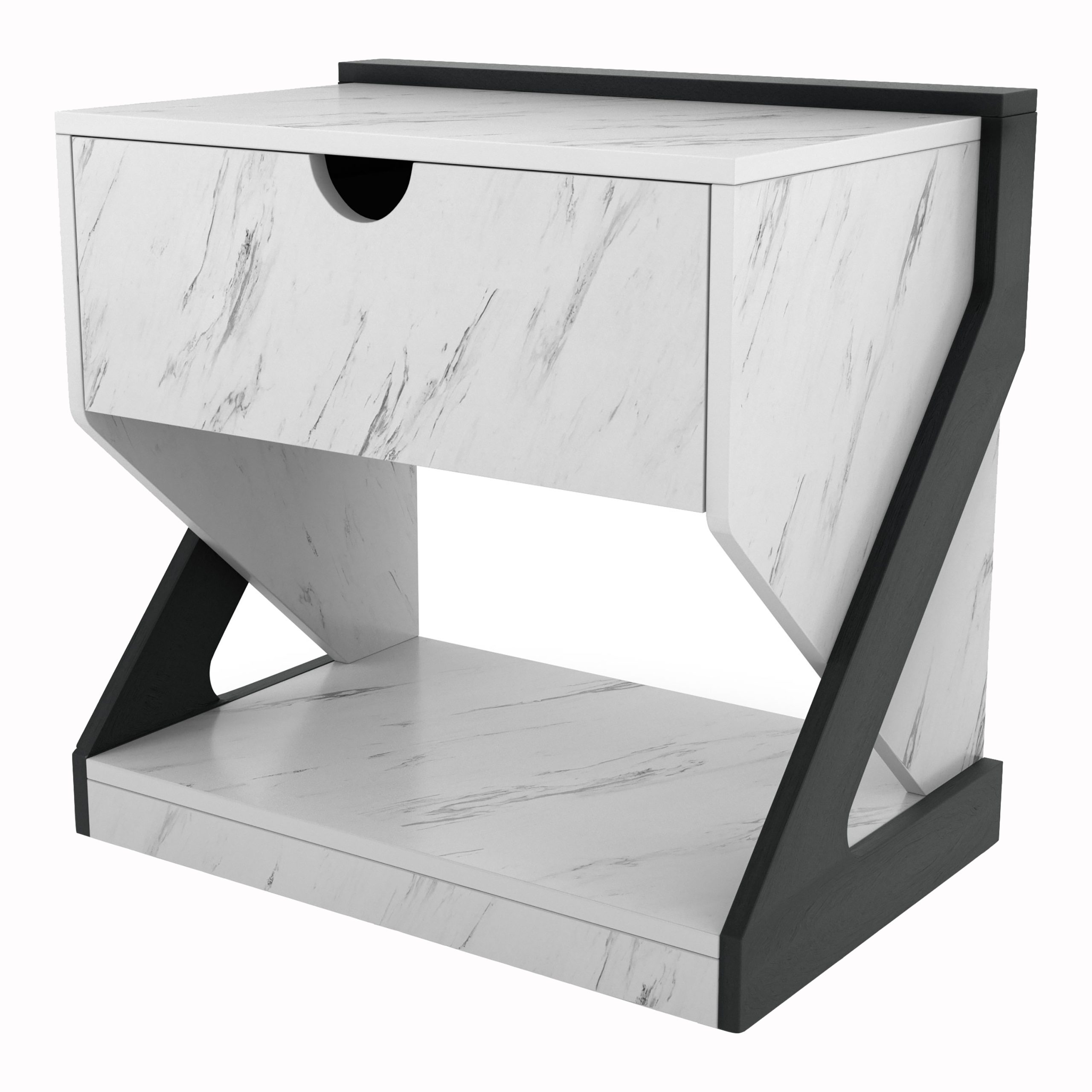Furniture Of America Tilde 1-Drawer And 1-Shelf Wood White Marble ... throughout Style Meets Functionality Three Tilde Shelves in White and Gold