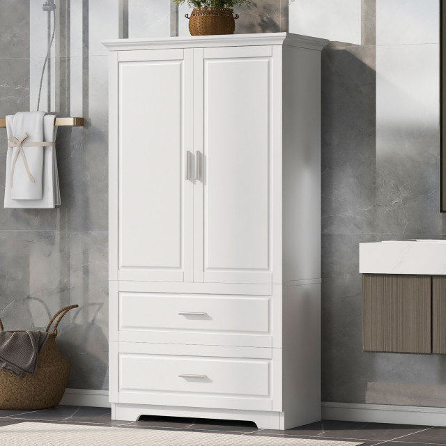 Gdf Studio 32"W Bathroom Storage Cabinet With 2 Drawers, Adjustable ... throughout Achieving a Tidy Bathroom with the GDF Studio Adjustable Shelf Cabinet