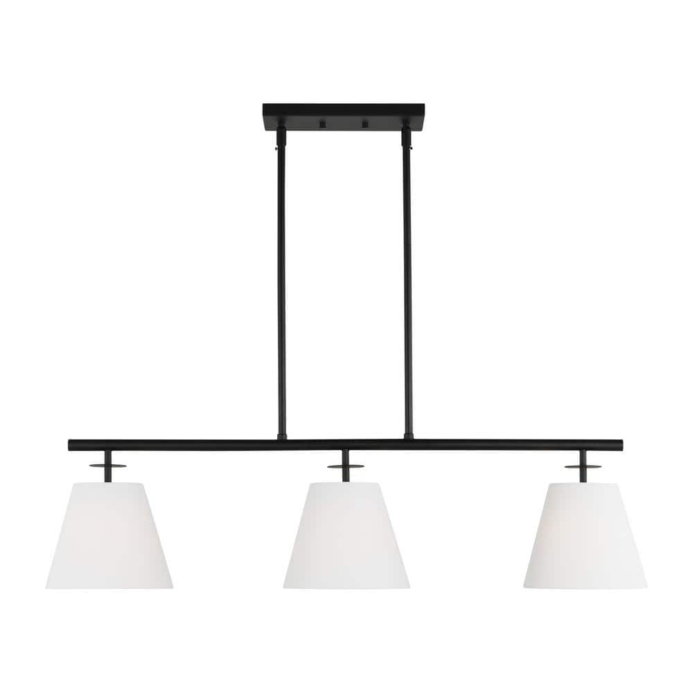 Generation Lighting Crestgrove 3-Light Midnight Black Linear Chandelier ... with regard to Illuminating Your Space The 3 Light Linear Chandelier in Midnight Black