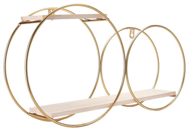Geometric Round Floating Shelf Wall Mounted, 2 Tier, 18" - Contemporary ... within Why the Geometric Round Floating Shelf Wall Mounted 2 Tier is a Decor Game-Changer