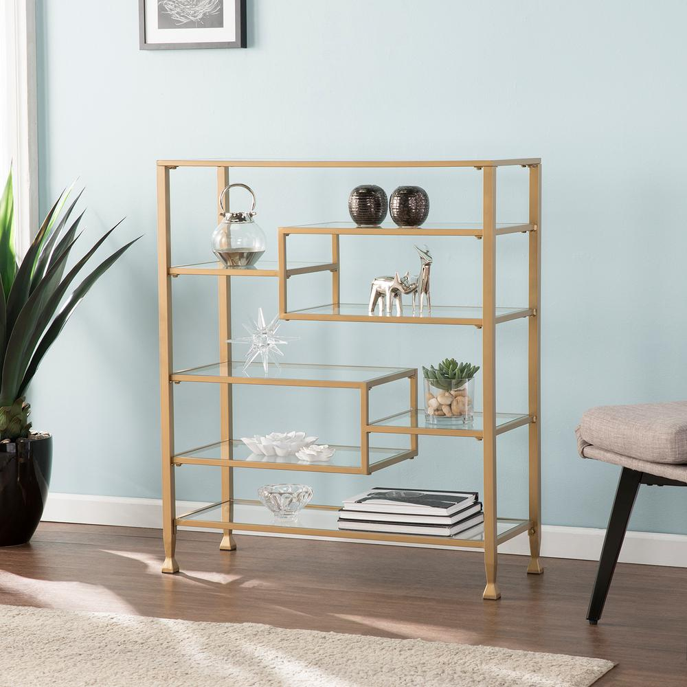 Gold - Bookcases - Home Office Furniture - The Home Depot with Unlocking the Versatility of Open Gold Iron Etagere Shelving