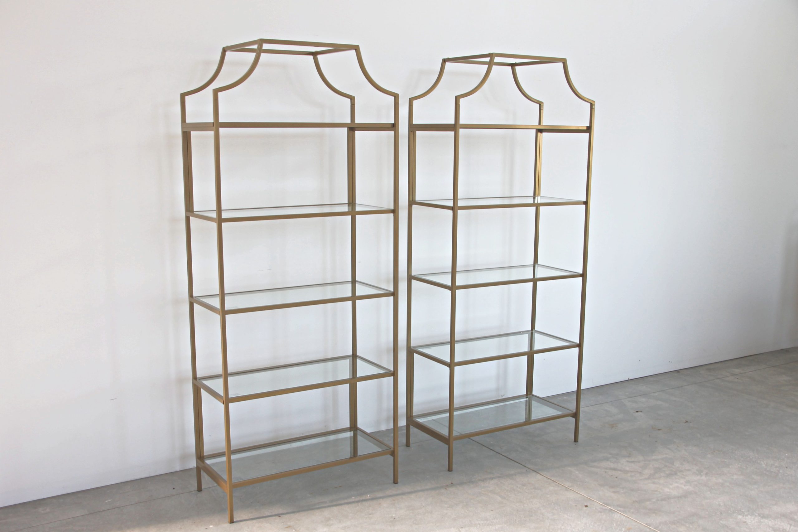 Gold Etagere Shelves - Blush Creek Chair Rentals in Unlocking the Versatility of Open Gold Iron Etagere Shelving