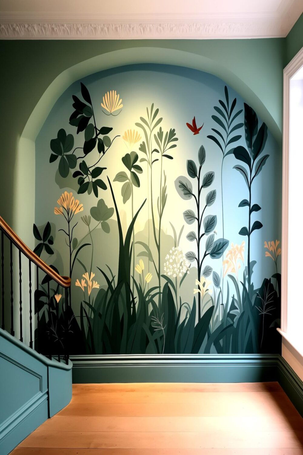 Hallway Accent Wall Charm With Painted Murals In 2024 | Wall Murals ... pertaining to Discover the Charm of Hand-Painted Walls 14 Creative Transformations