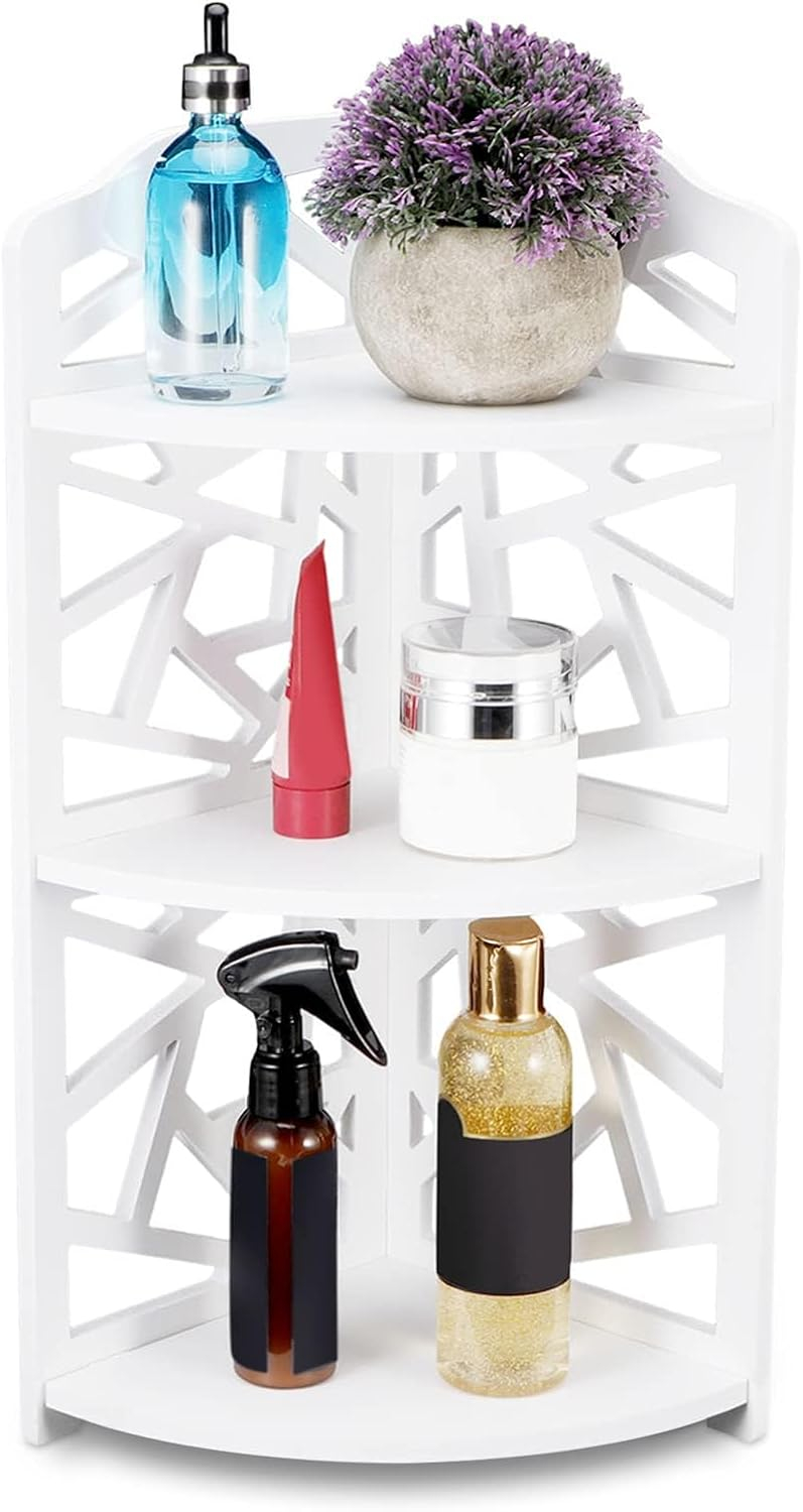 Herchr 3 Tier White Corner Shelf,Shower Caddy Corner Shelf Bathroom ... in