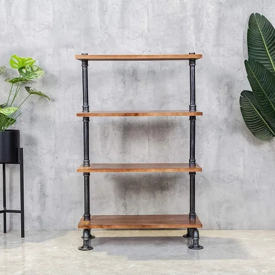 Industrial Style 4-Tier Pipe Storage Rack, Standing Shelf Unit, Rustic ... within Maximizing Space and Style with 4-Tier Industrial Pipe Shelves