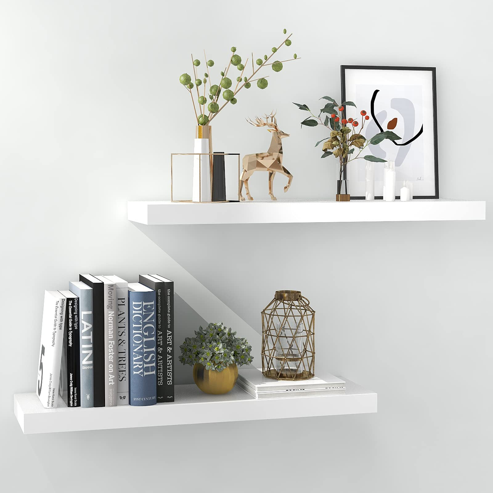 Inhabit Union White Floating Shelves For Wall-24In Wall Mounted Display ... intended for Unlocking the Style Potential of Your White "S" Wall Mount Shelves