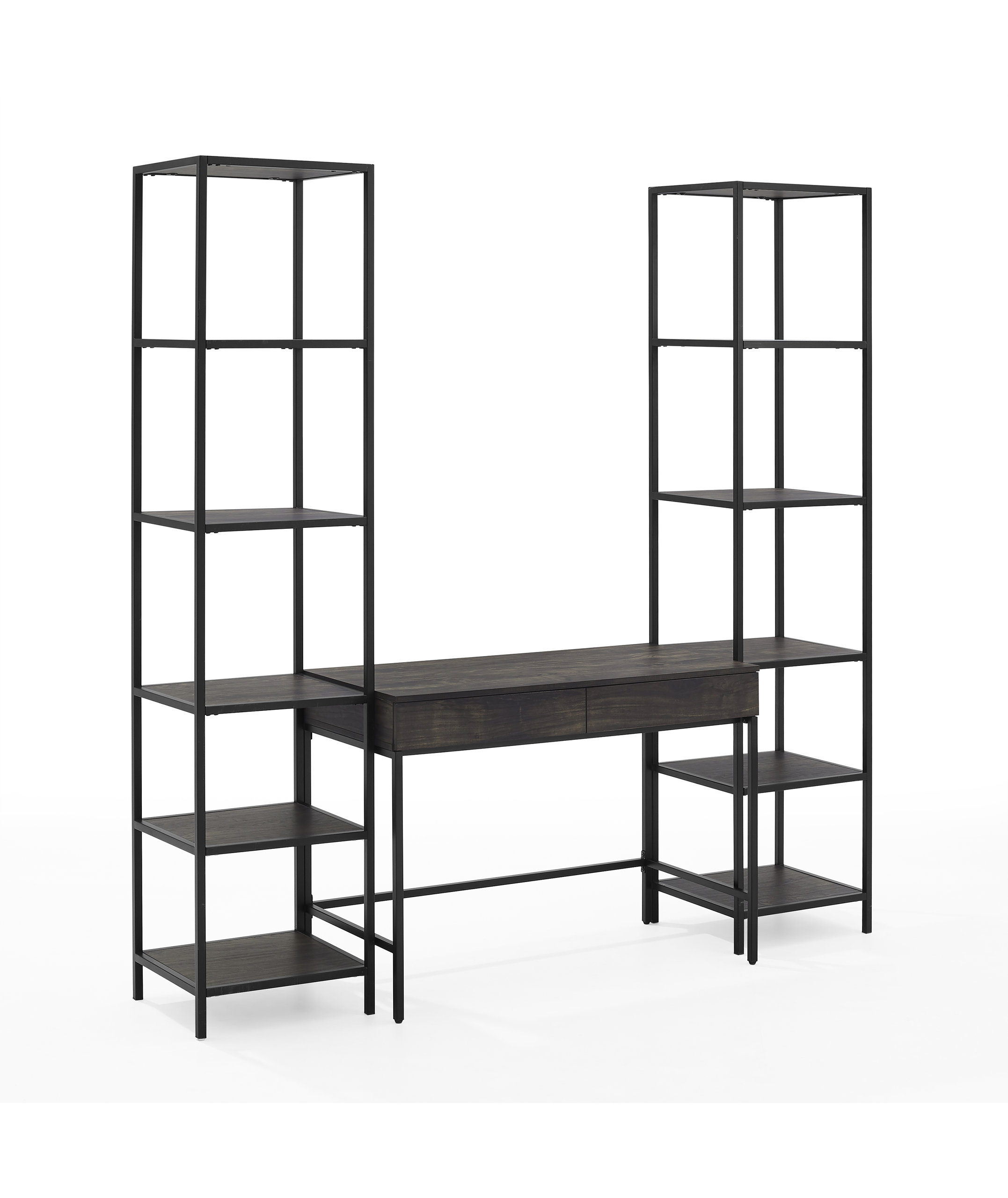 Jacobsen 3-Piece Desk And Etagere Set, Desk And 2 Narrow Etageres ... within
