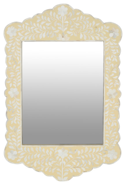 Jasmines Bone Inlay 36"X24" Mirror - Mediterranean - Wall Mirrors - By ... intended for A Closer Look at the Craftsmanship of the Jasmines 36x24 Bone Inlay Mirror
