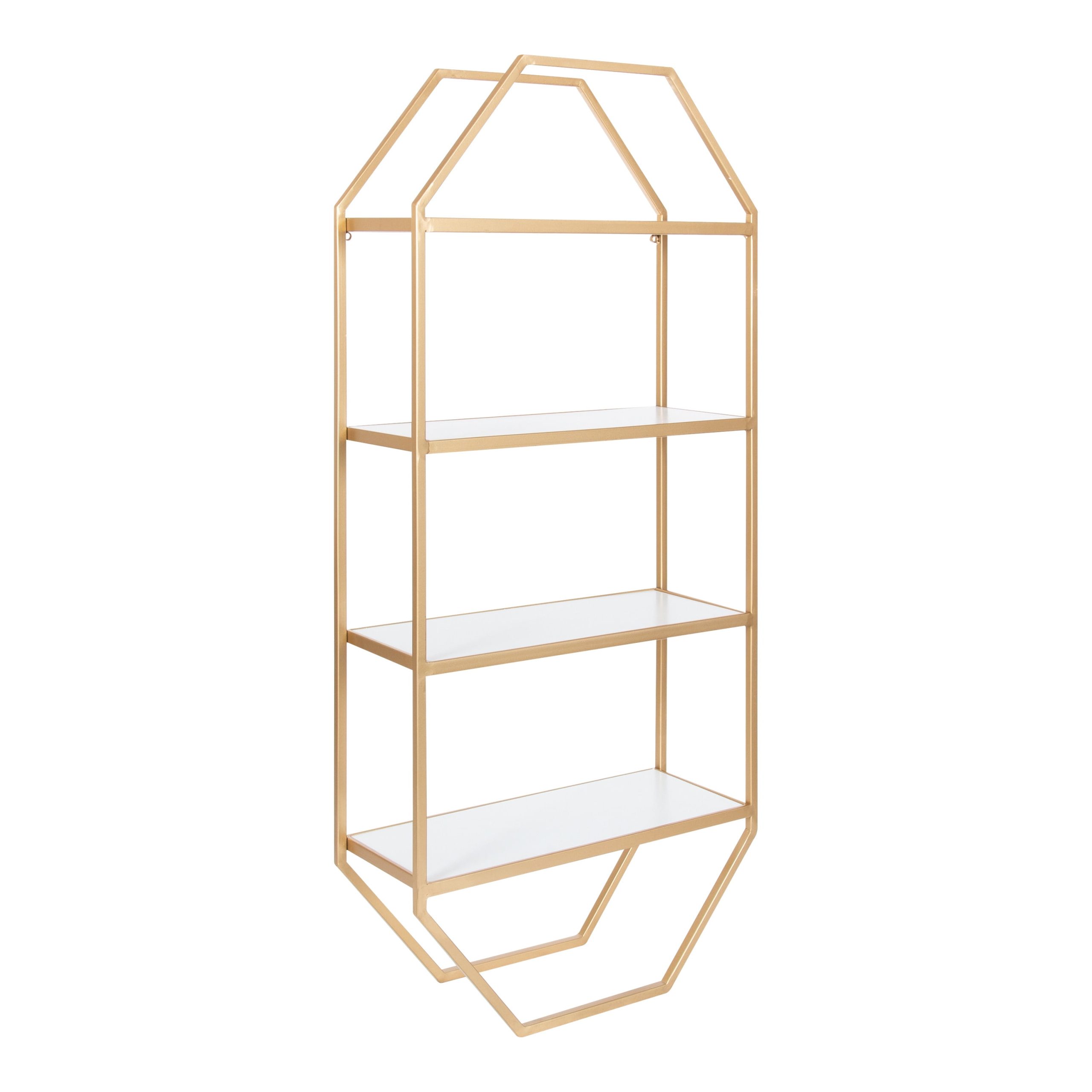Kate And Laurel Adela Wood And Metal Wall Shelf, White/Gold 18.25X7 ... with