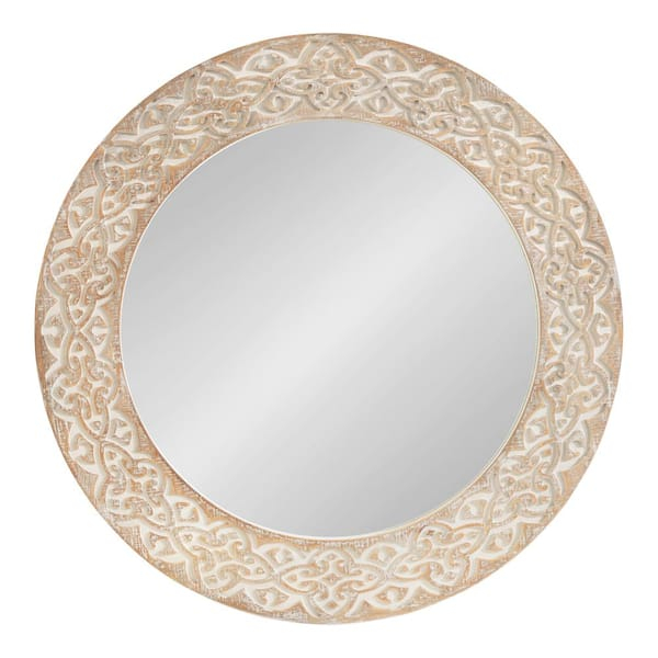 Kate And Laurel Engrahm 26.00 In. W X 26.00 In. H White Round Farmhouse ... with regard to