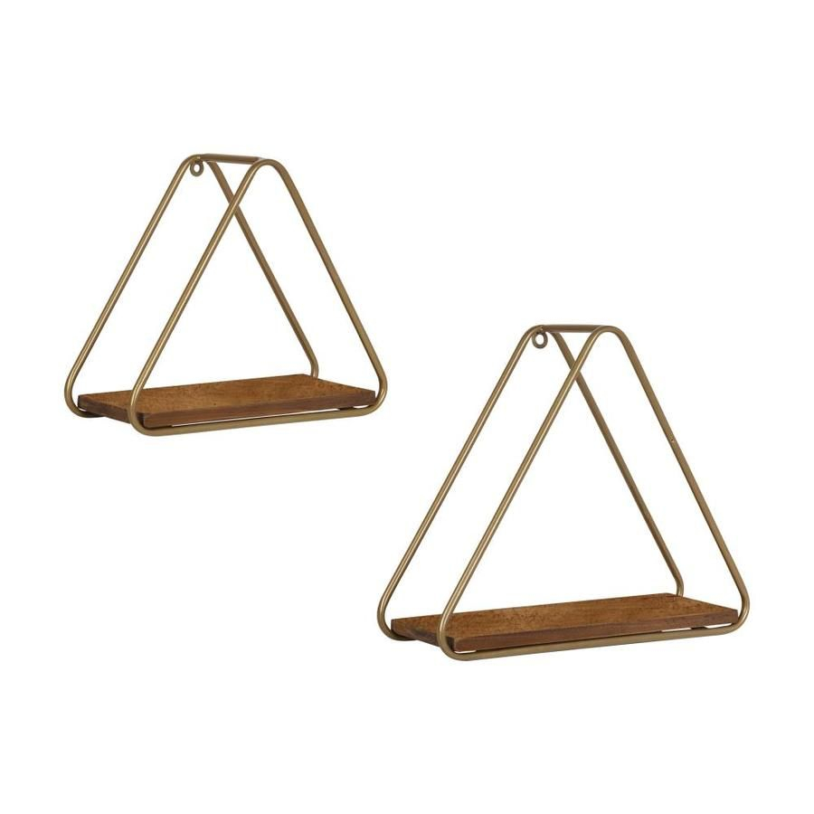 Kate And Laurel Tilde Wall Shelf In Walnut Gold Walnut Brown – Artofit with Style Meets Functionality Three Tilde Shelves in White and Gold