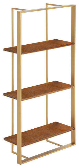 Kercheval Modern Wood Shelf, Walnut Brown/Gold 15X32, 15X32 ... pertaining to How the Kercheval Modern Wood Shelf Enhances Your Home Decor