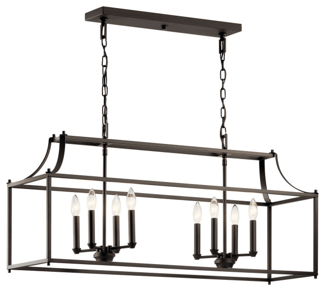 Kichler 42497Oz Eight Light Linear Chandelier, Olde Bronze Finish ... for