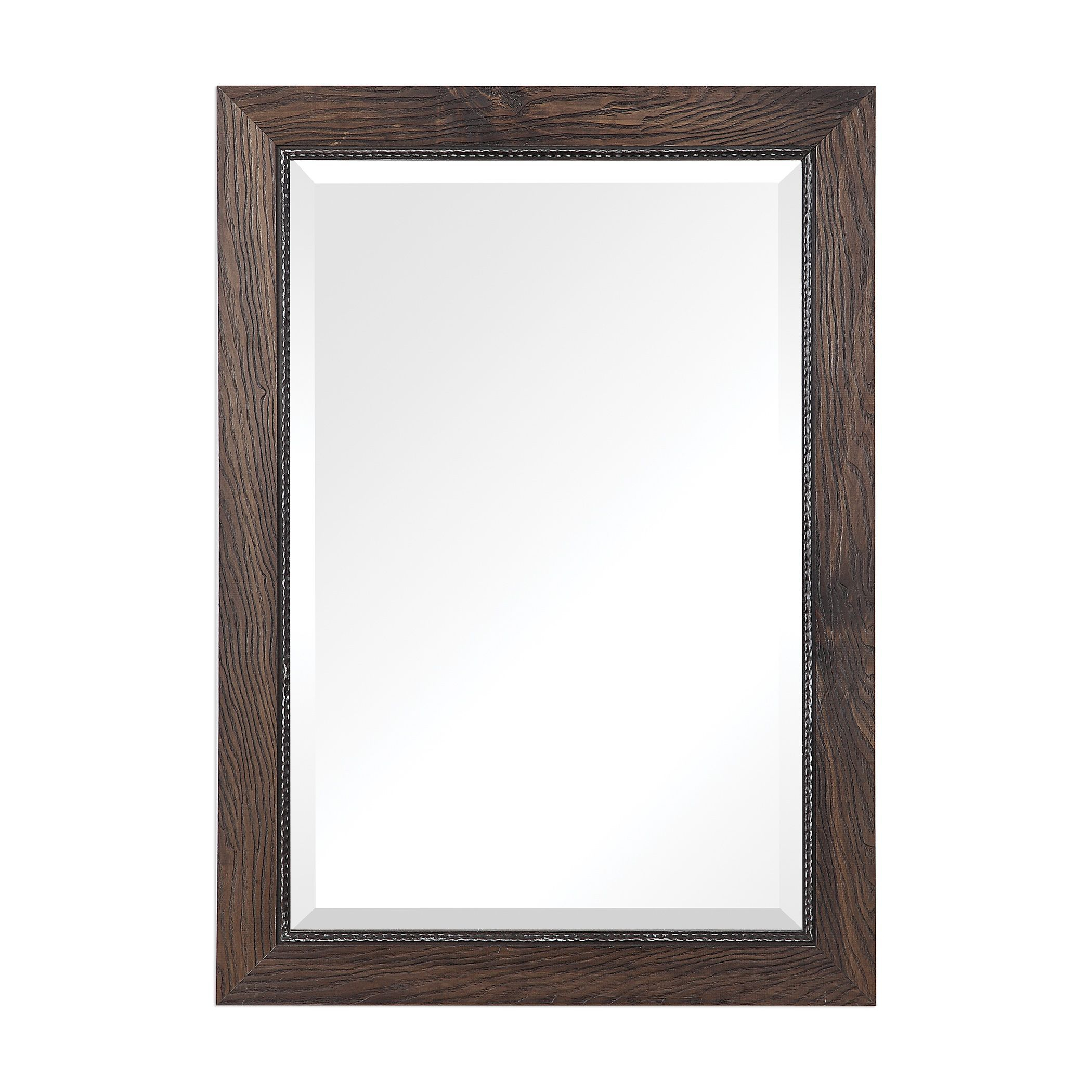 Lanford Rustic Dark Walnut Rectangular Vanity Wall Mirror | Framed ... intended for The Enduring Charm of Walnut Rectangle Mirrors in Home Design