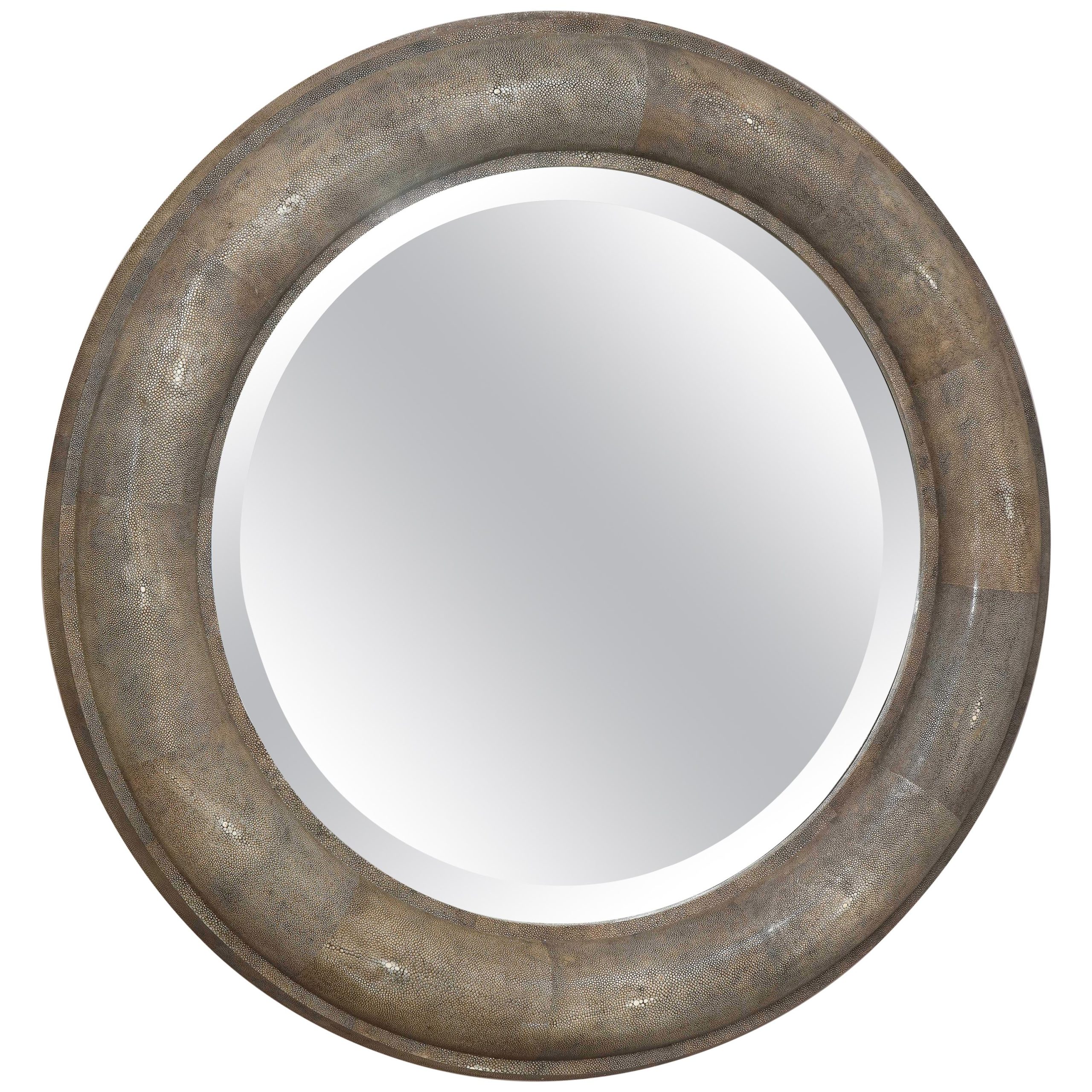 Large Shagreen Beveled Circular Mirror By Karl Springer At 1Stdibs regarding