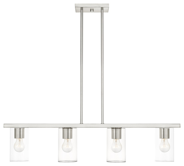 Livex Lighting Zurich 4 Light Brushed Nickel Linear Chandelier ... with
