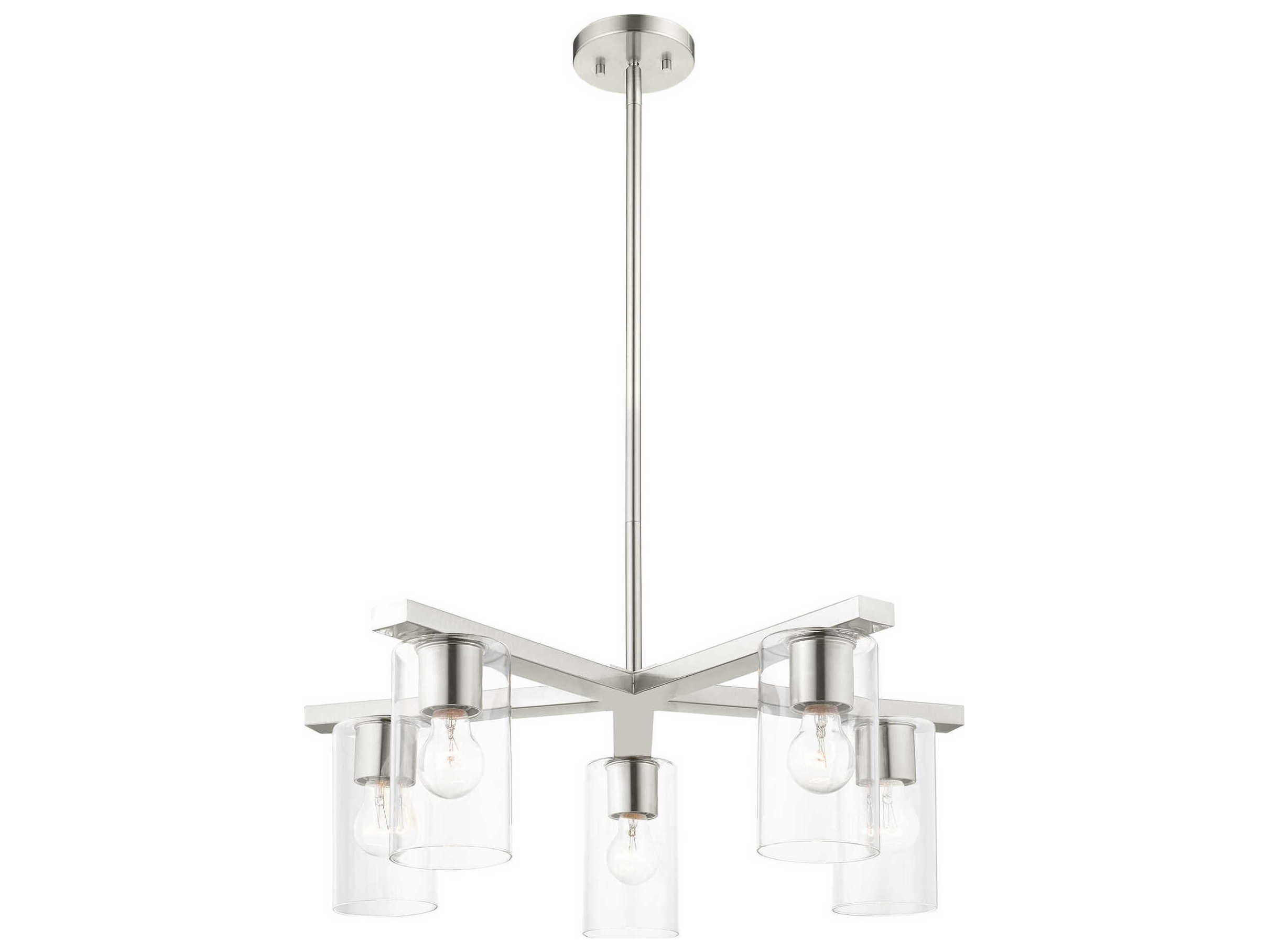 Livex Lighting Zurich 5-Light Brushed Nickel Clear Glass Cylinder ... for