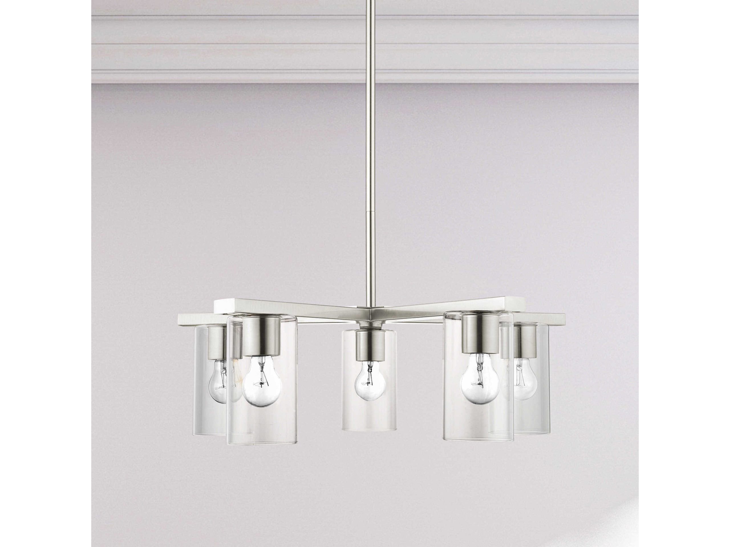 Livex Lighting Zurich 5-Light Brushed Nickel Clear Glass Cylinder ... pertaining to Understanding the Design and Features of the Livex Lighting Zurich Brushed Nickel Chandelier