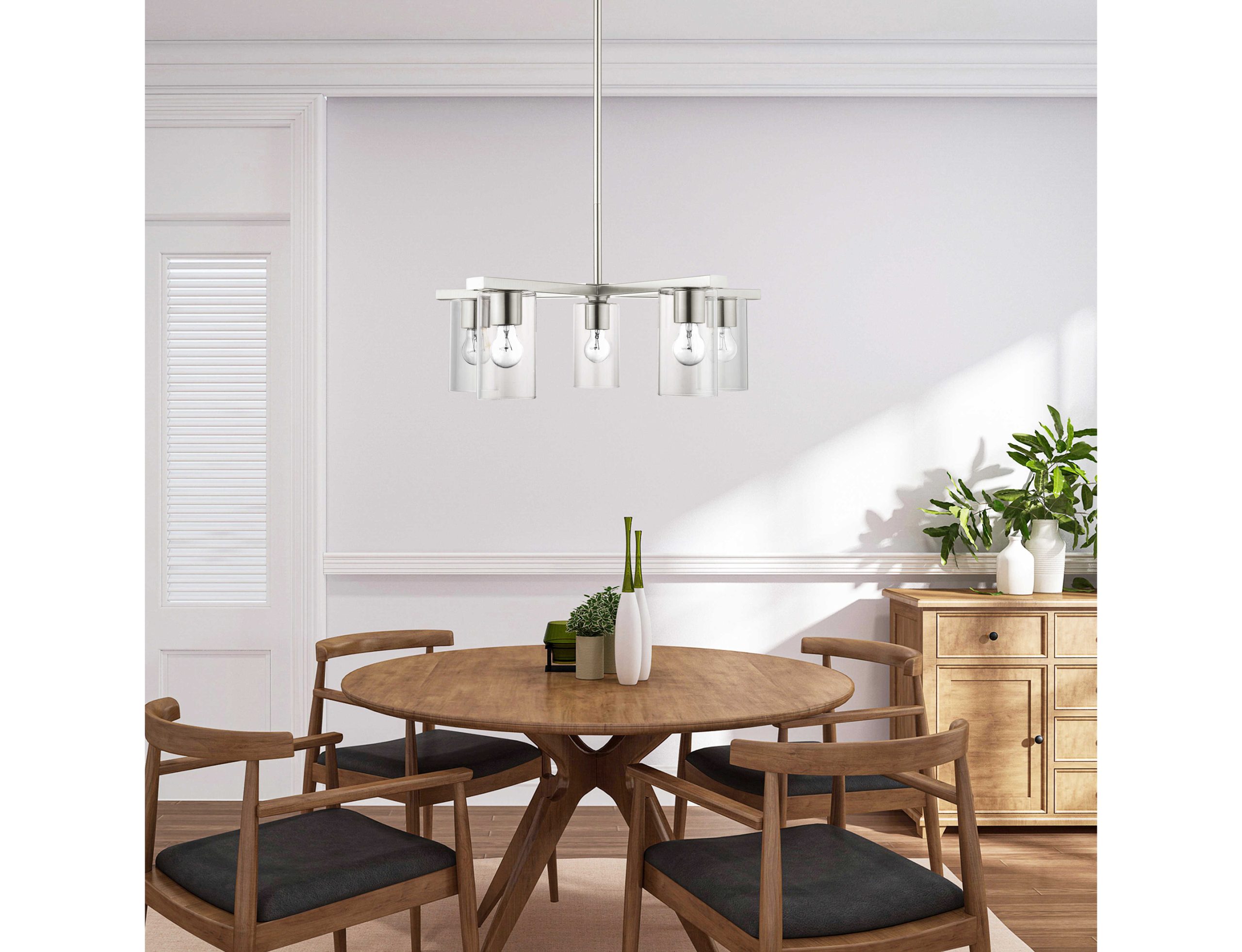 Livex Lighting Zurich 5-Light Brushed Nickel Clear Glass Cylinder ... with
