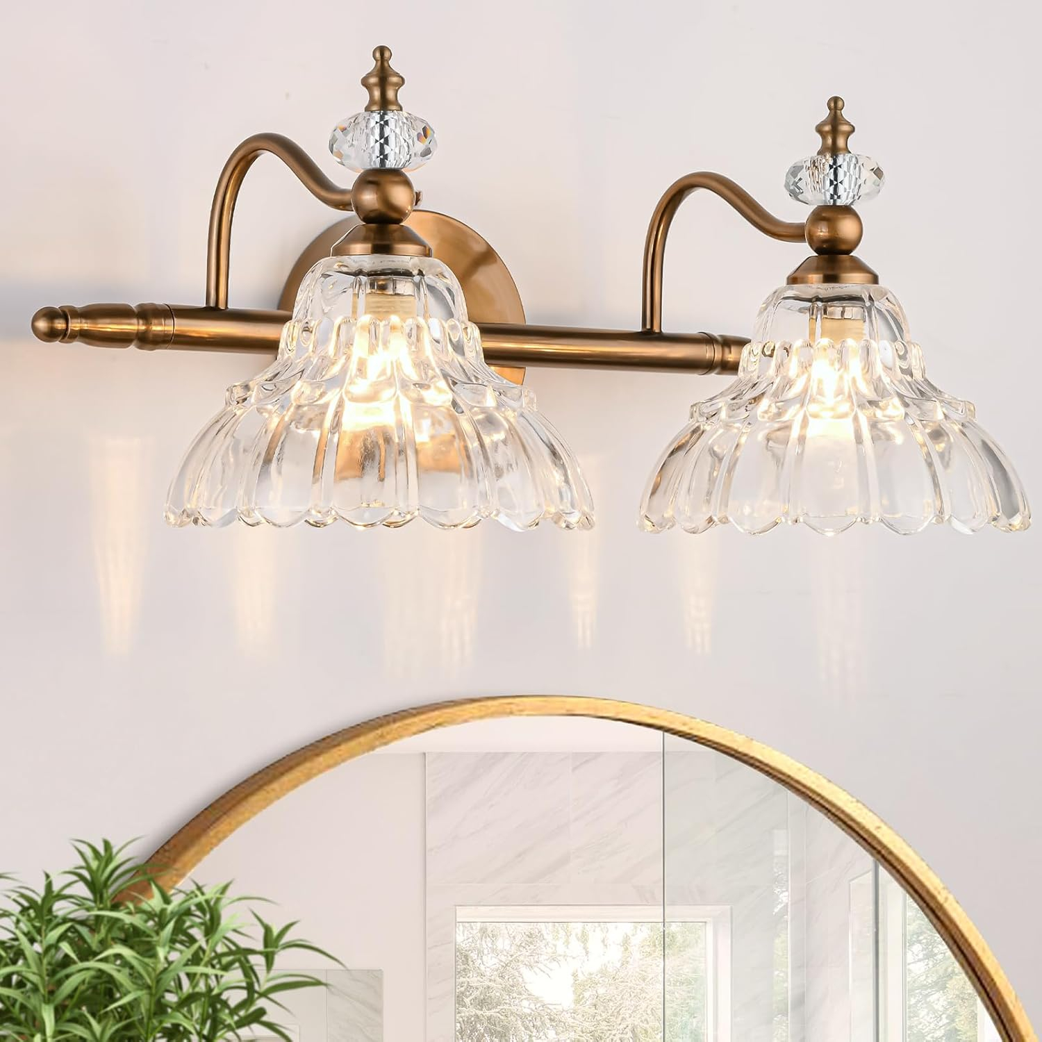 Lousace 2-Light Gold Vintage Bathroom Vanity Lights, Antique Brass ... pertaining to