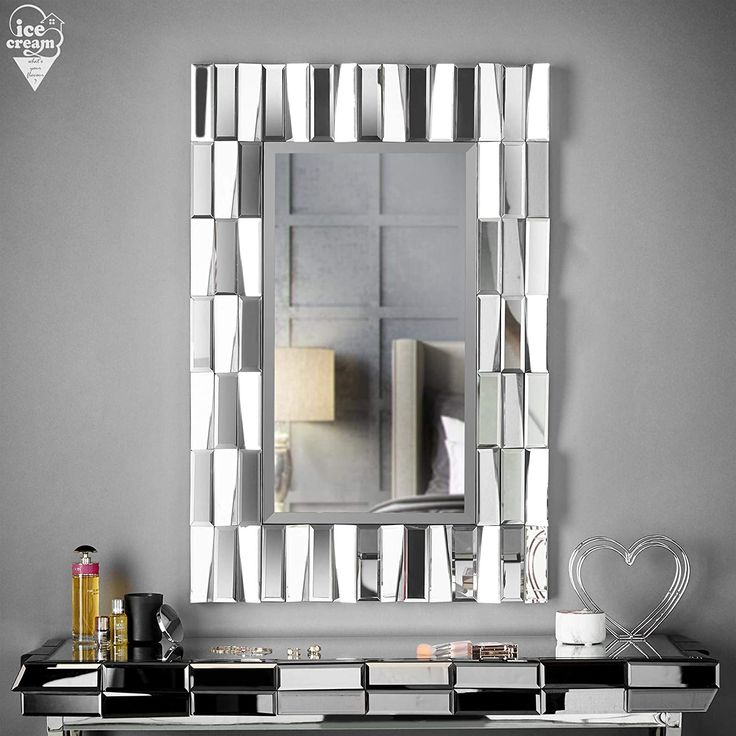Luxury Large Rectangular Wall Mirror With 3D Effect Bevelled Decorative ... inside