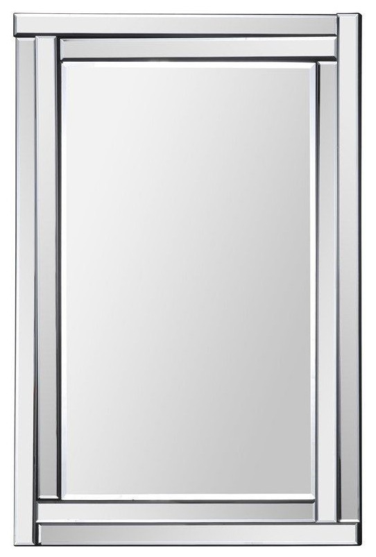 Maklaine Classic Designed Beveled Glass Mirror In Silver - Contemporary ... regarding