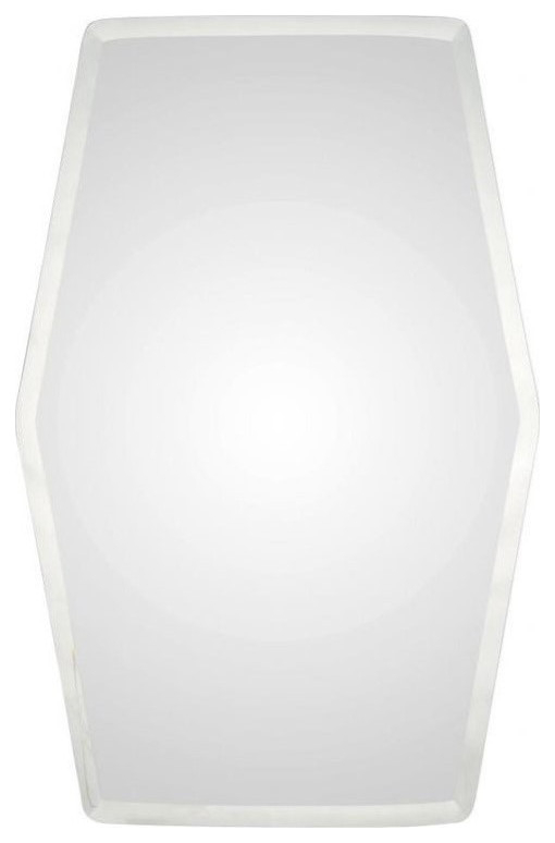 Maklaine Contemporary Beveled Hexagonal Frameless Mirror In All Glass ... within Beyond Reflection How the Maklaine Mirror Enhances Your Home
