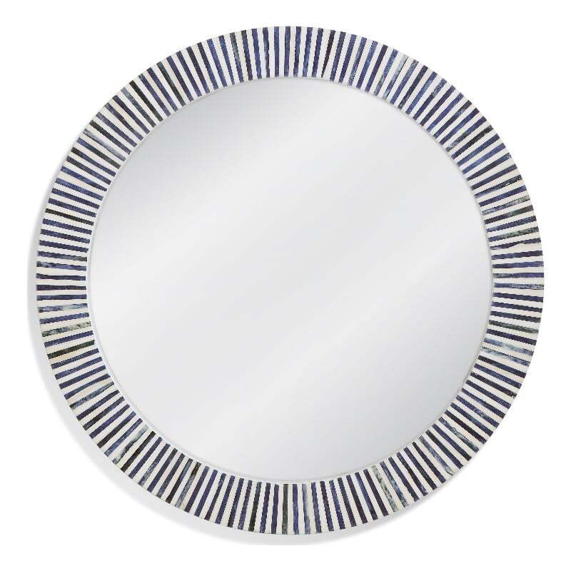 Maklaine Contemporary Wall Mirror In Blue And White Resin And Bone | Ebay pertaining to