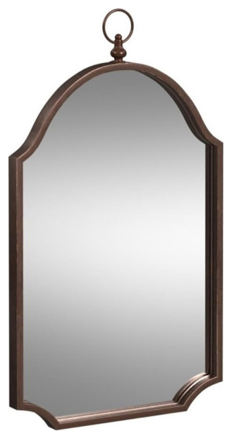 Maklaine Modern / Contemporary Metal Wall Mirror In Bronze Finish ... within