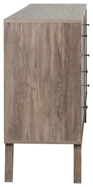 Mid-Century Modern Dresser, 6-Drawer, Drifted Gray - Midcentury ... in A Closer Look at the Popular Drifted Gray Finish in Mid-Century Dressers