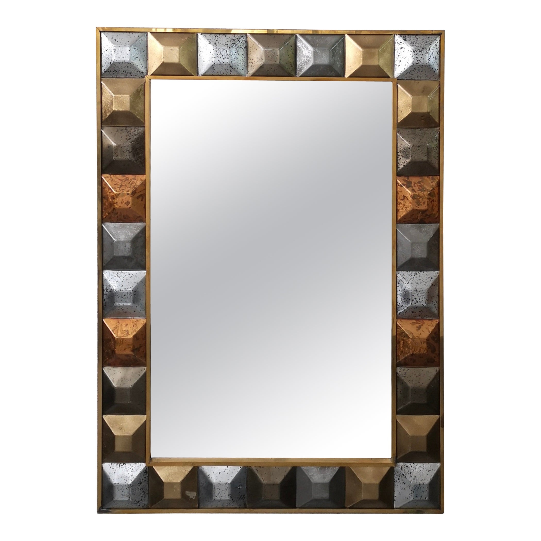 Midcentury Murano Oval Silver Art Glass And Brass Italian Wall Mirror ... pertaining to