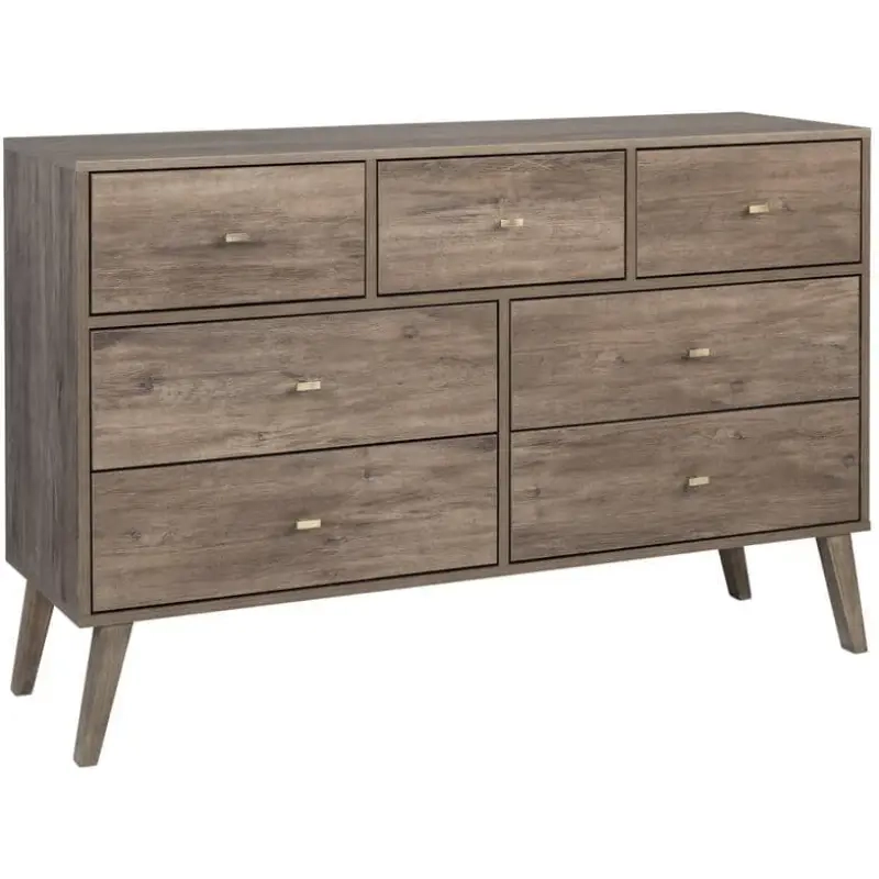 Milo Mid Century 7-Drawer Drifted Gray Modern Dresser - Vigshome in