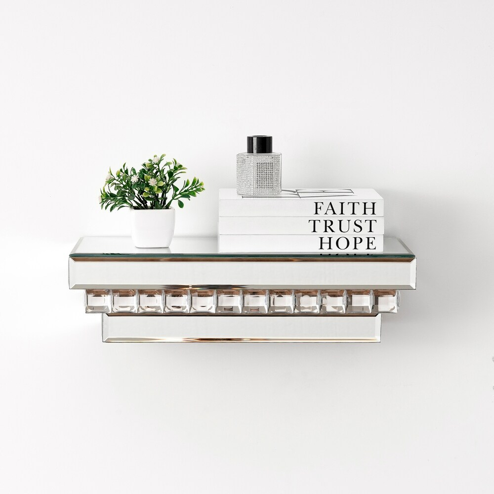 Mirrored Wall Shelf With Crystal Inlay - Modern Mdf Mounted Storage within The Unexpected Ways a Mirrored Wall Shelf Can Elevate Your Decor