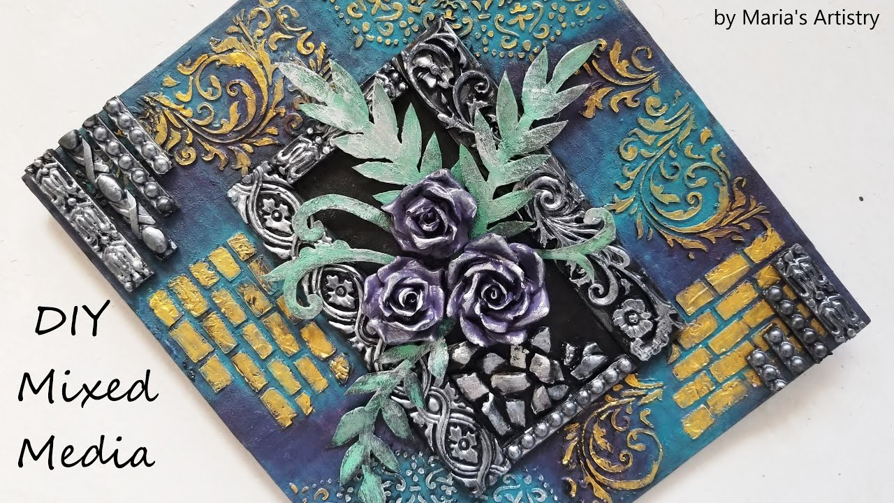 Mixed Media Art Tutorial / Easy Mixed Media Wall Hanging / Diy Mixed ... throughout