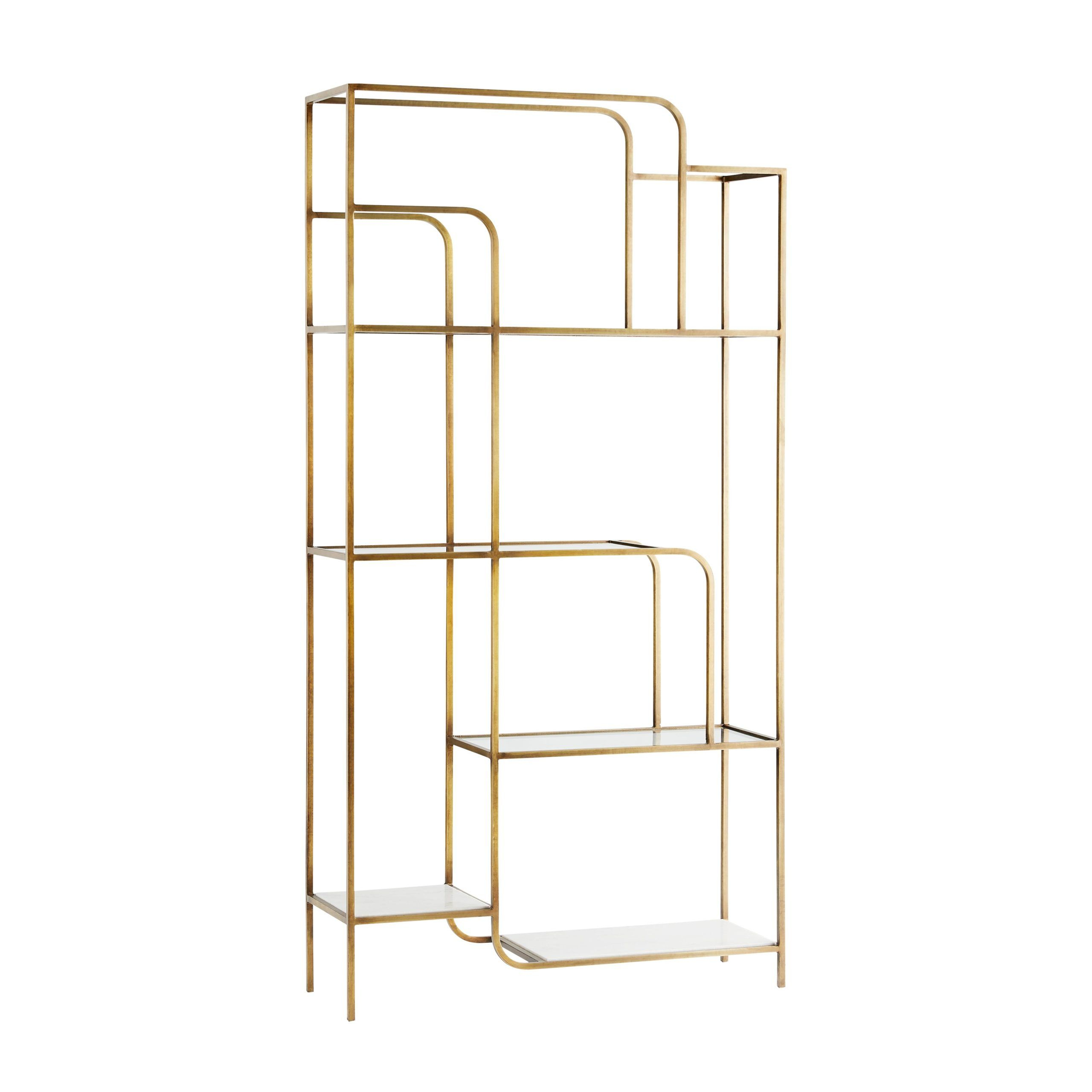 Modern Gold Etagere In 2020 | Gold Etagere, Cabinet Shelving, Glass Shelves regarding Unlocking the Versatility of Open Gold Iron Etagere Shelving